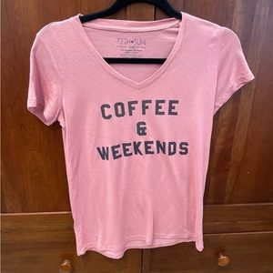 Fifth Sun coffee & weekends v neck t-shirt